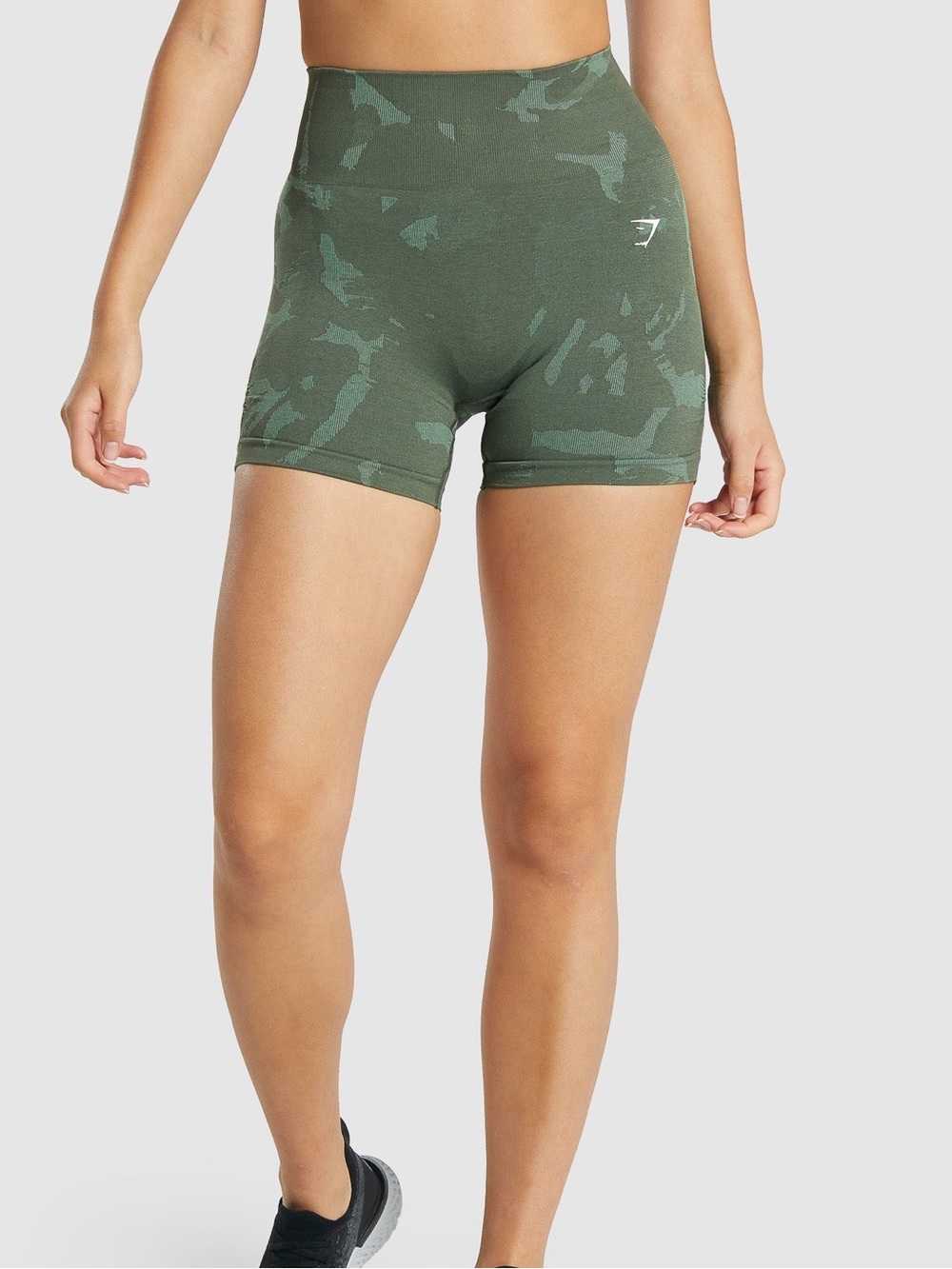 Gymshark Women’s High-Waist Camo Bike Shorts - Olive
